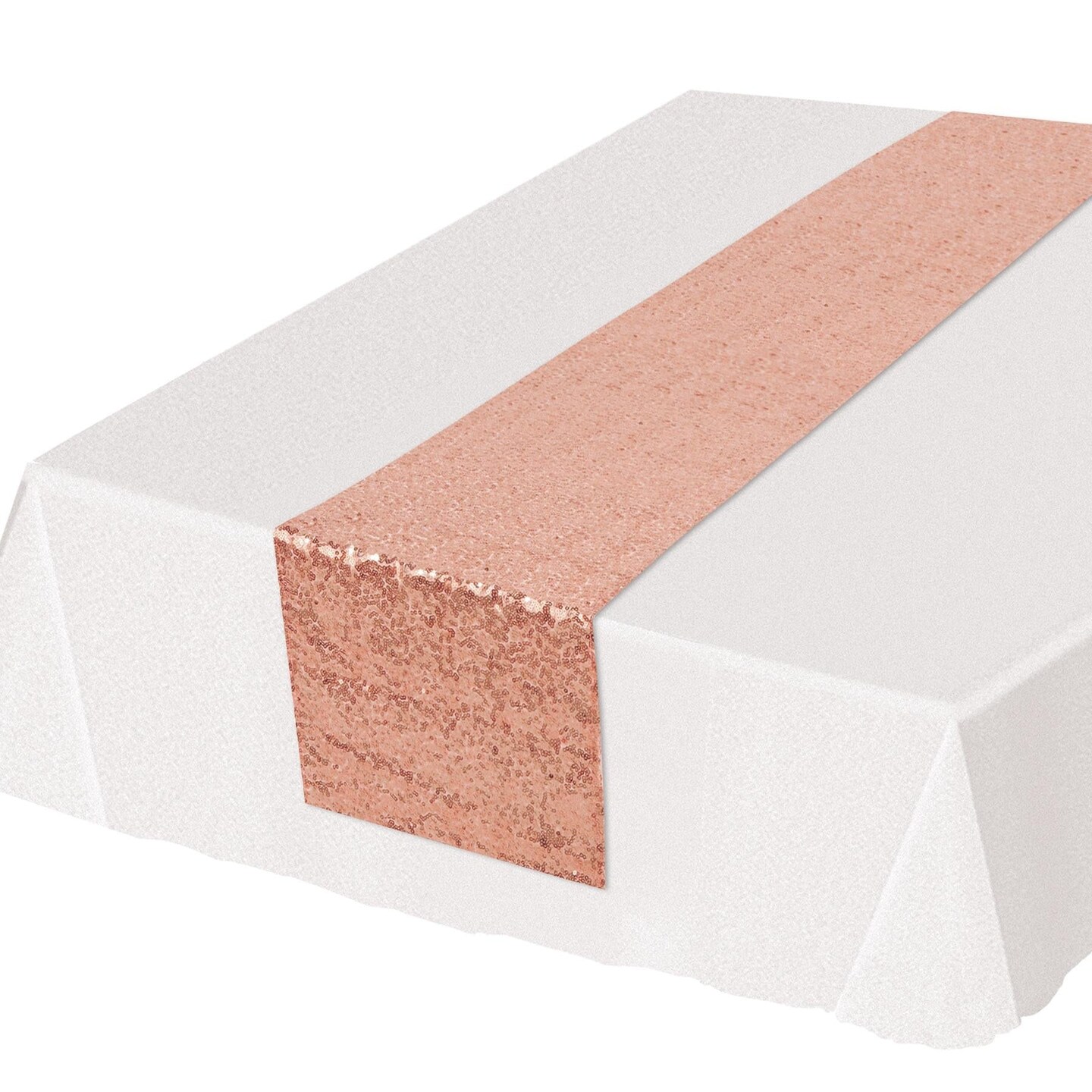 12 Pack Beistle Sequined Party Table Runner - rose gold