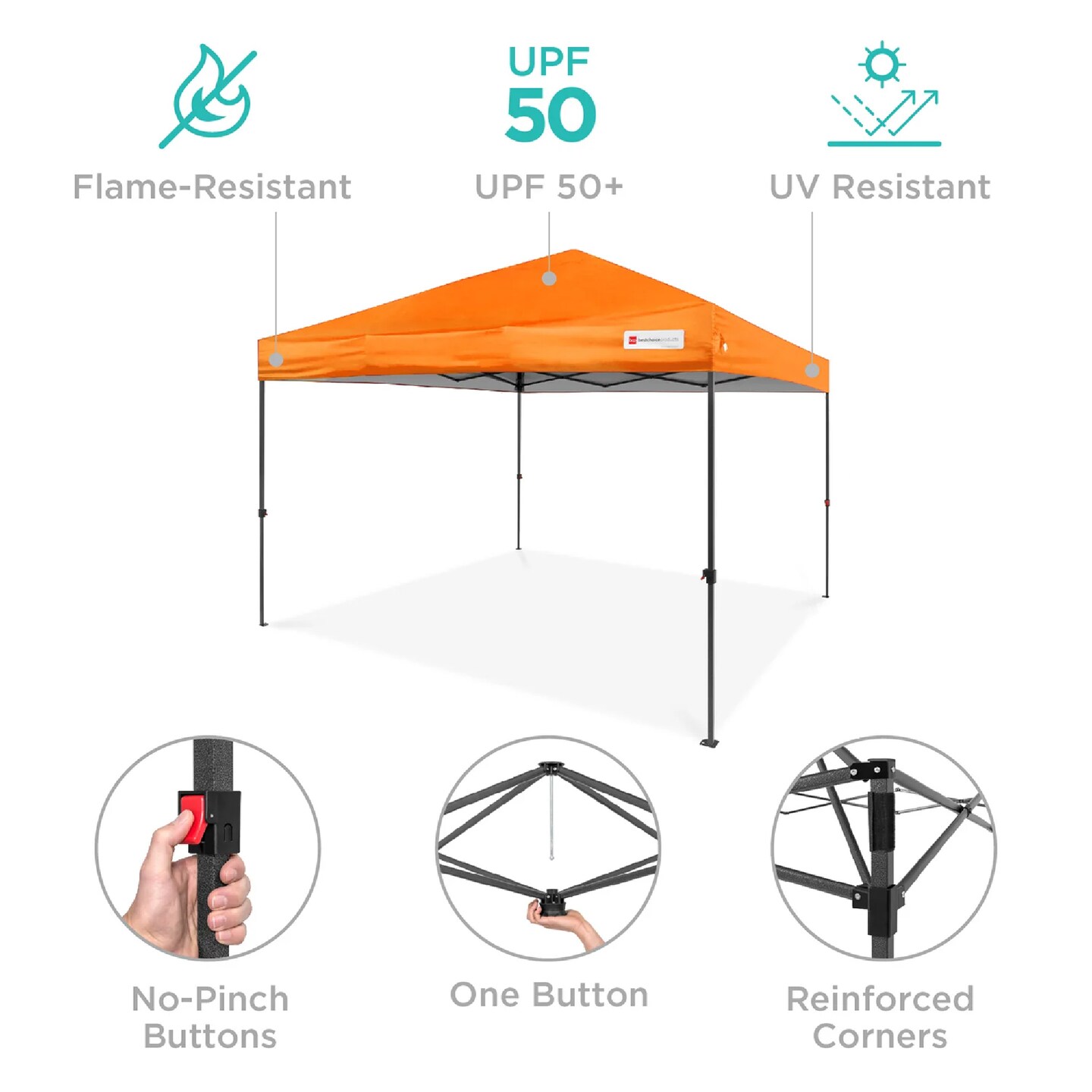 Best Choice Products 8x8ft Easy Setup Pop Up Canopy w/ 1-Button Setup, Wheeled Case, 4 Weight Bags