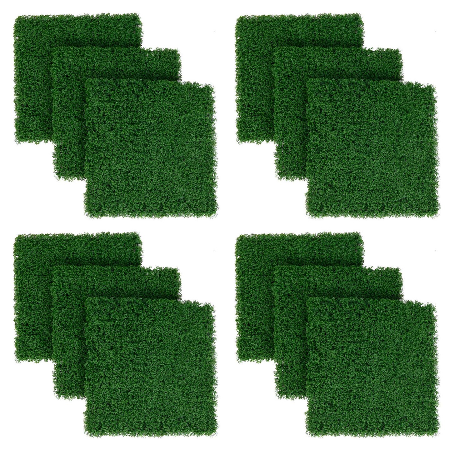 Costway 12 PCS Faux Green Moss Panels withInsertable Branches Stable X-shaped structure Ligth Green/Dark Green