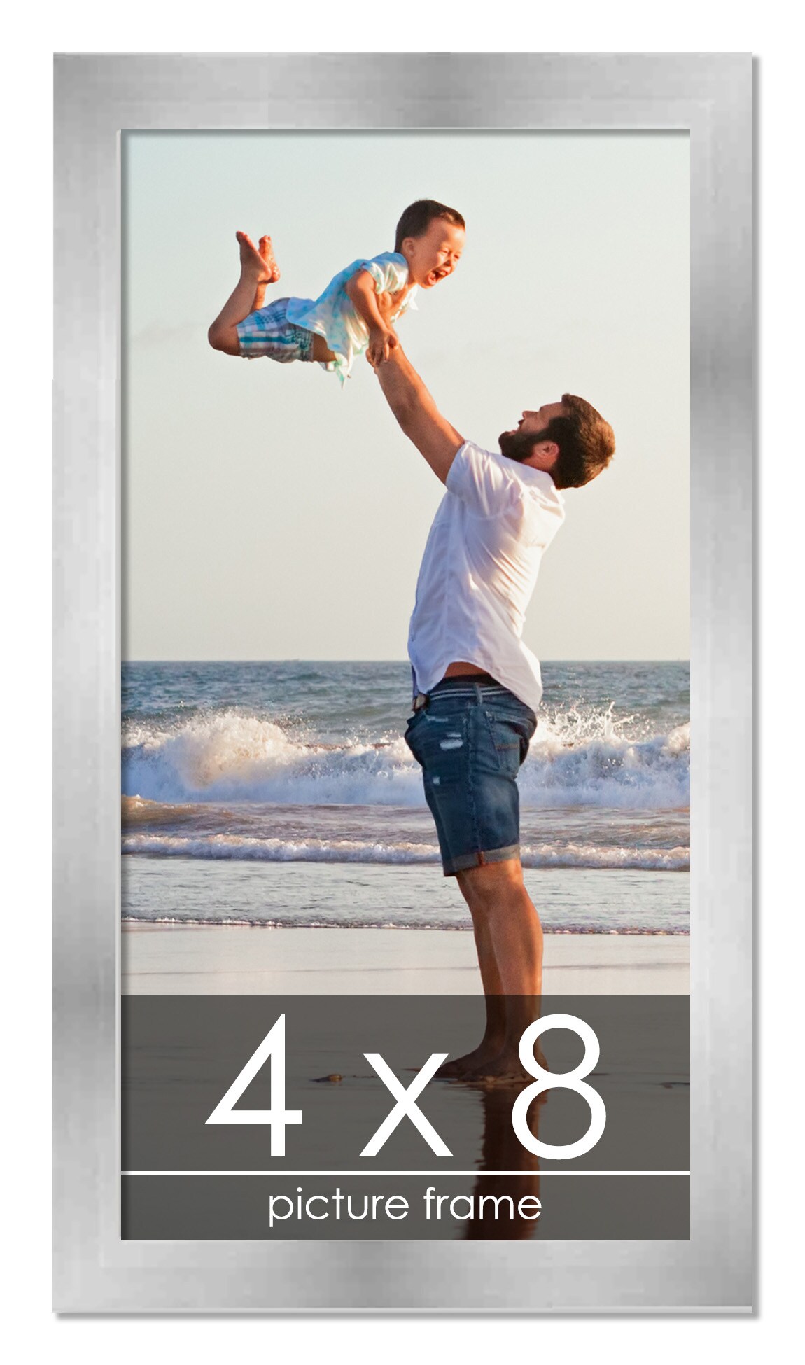 4x8 Solid Wood Picture Frame with UV-Resistant Acrylic & Acid-Free Backing, Available in 6 Finishes: Matte Black, Matte White, Metallic Bronze, Silver, Natural Wood Grain & Mahogany