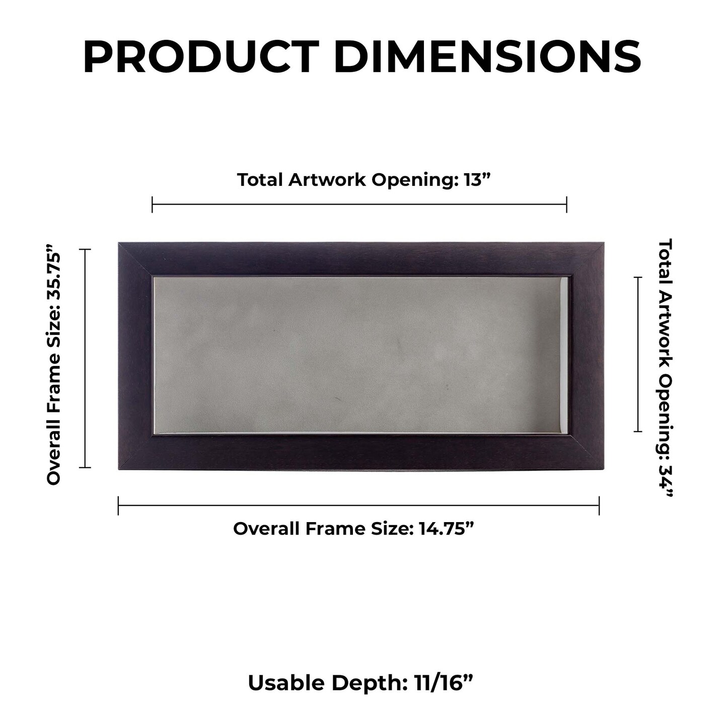 Rich Dark Brown Wood Shadow Box Frame with Acrylic Front - Light Brown Suede Backing, 30 Sizes