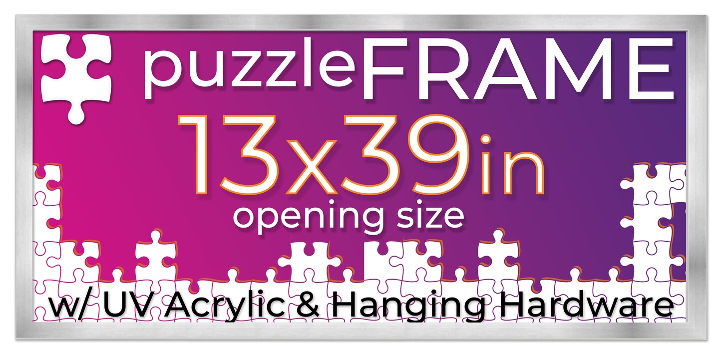 Silver Wood Puzzle Frame Kit with Glue Sheets, Backing, UV Acrylic - Available in 20 Popular Sizes
