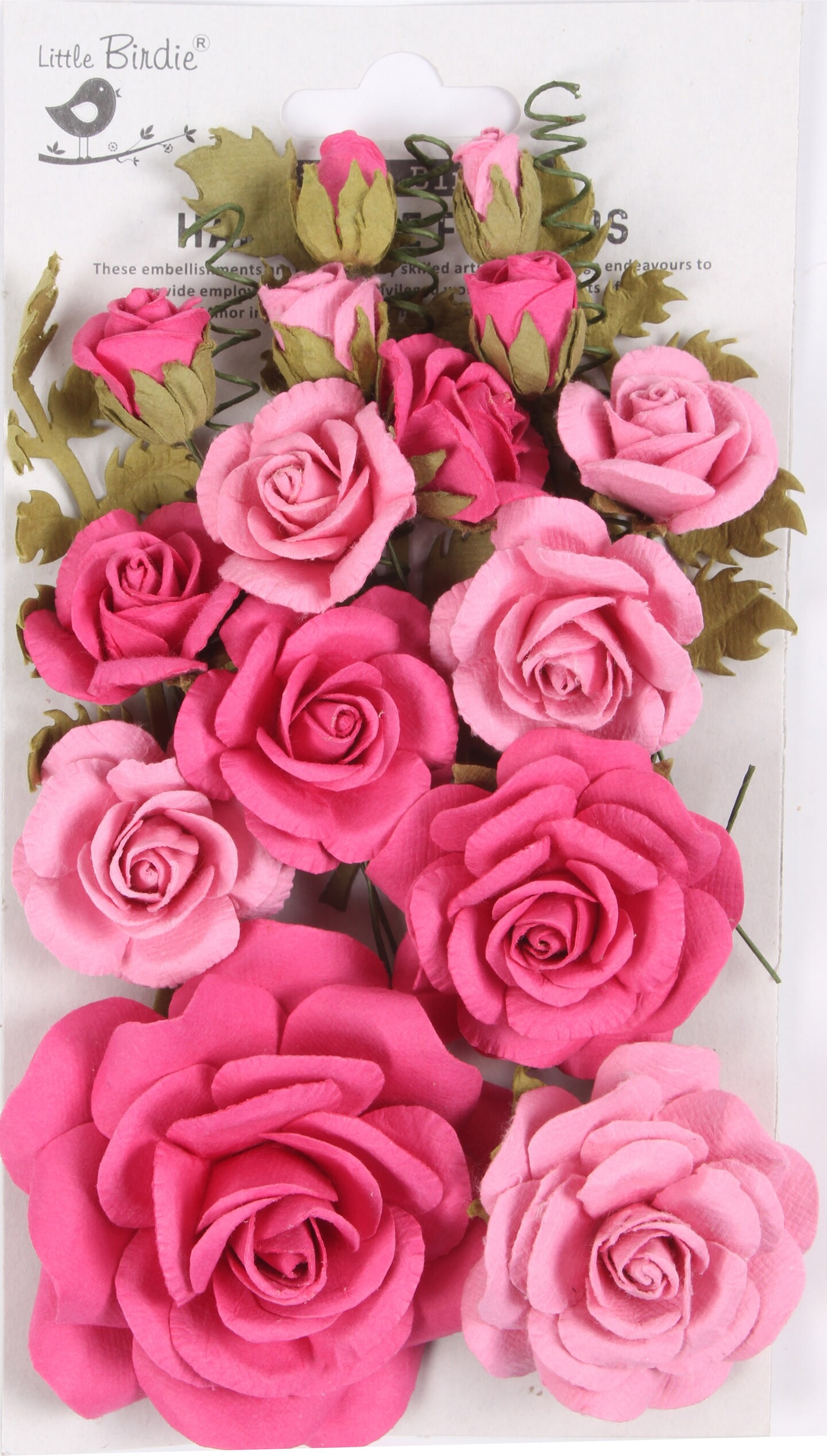 Little Birdie Annis Paper Flowers 21/Pkg-Precious Pink