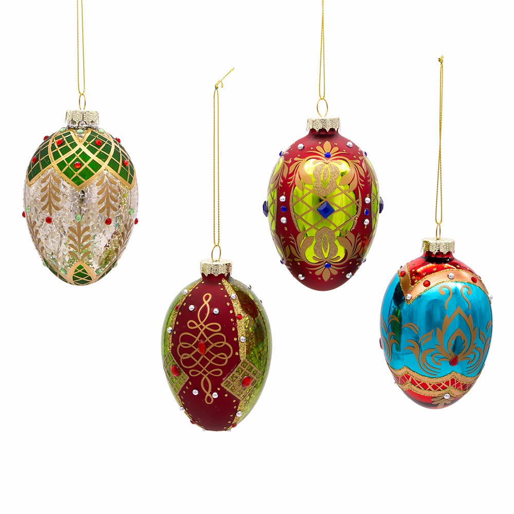 Glass Decorative Egg Ornaments (Set of 4) - Thumbnail 3