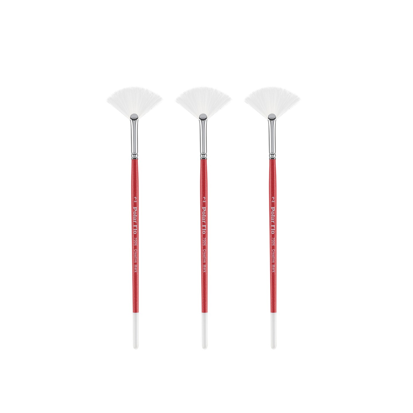 Creative Mark Polar Flo Professional Watercolor Brushes - Fan Assorted Size - Short Handle, Nickel-Plated Seamless Brass Ferrule - Art Paint Brushes for Acrylic Painting, Watercolor, Gouache, and More