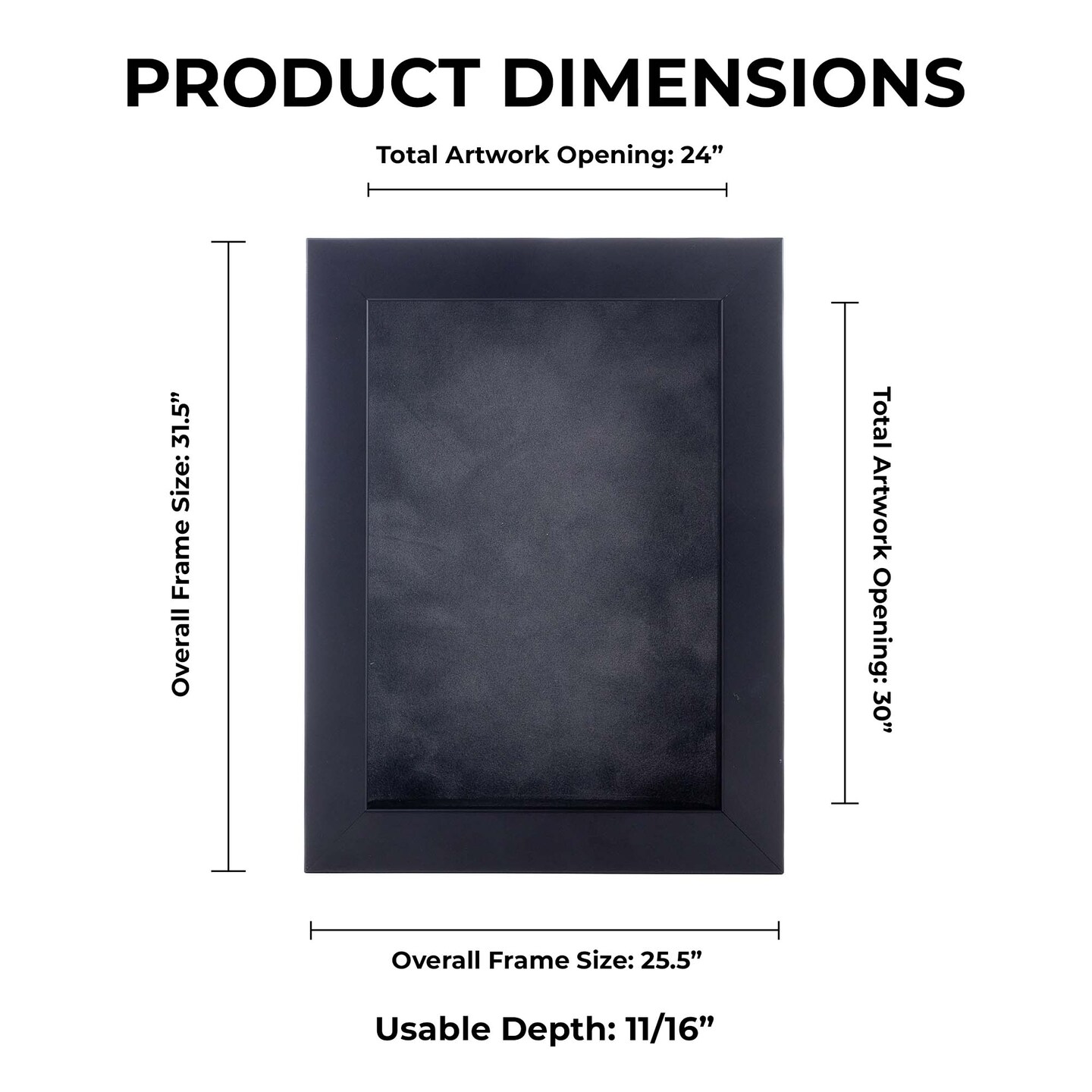 Classic Black Wood Shadown Box Frame with Acrylic Front - Dark Grey Suede Backing, 30 Sizes