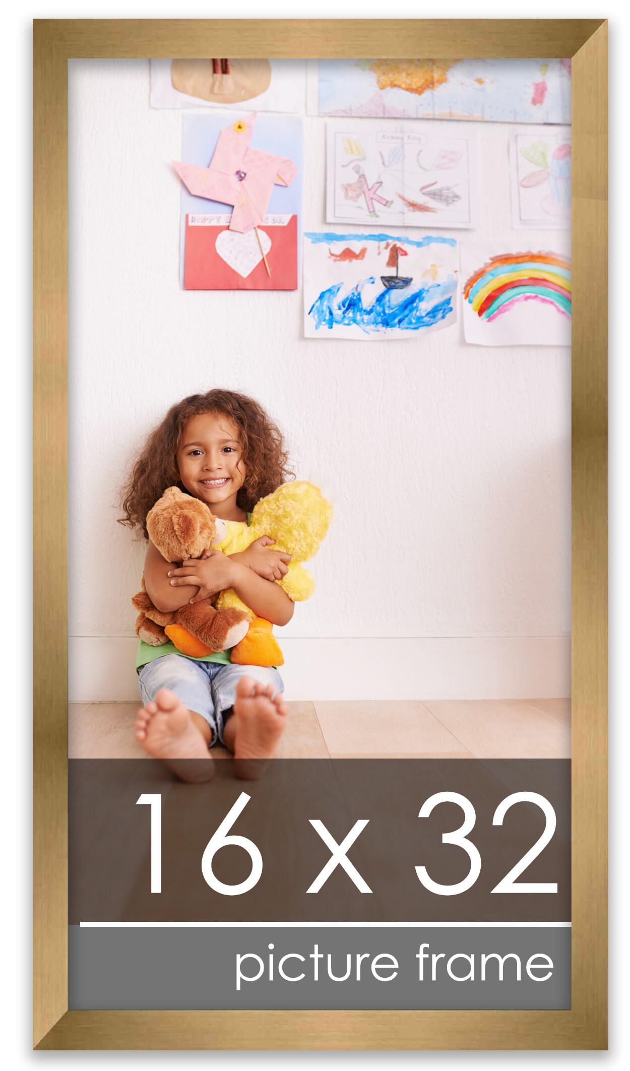16x32 Solid Wood Picture Frame with UV-Resistant Acrylic & Acid-Free Backing, Available in 6 Finishes: Matte Black, Matte White, Metallic Bronze, Silver, Natural Wood Grain & Mahogany