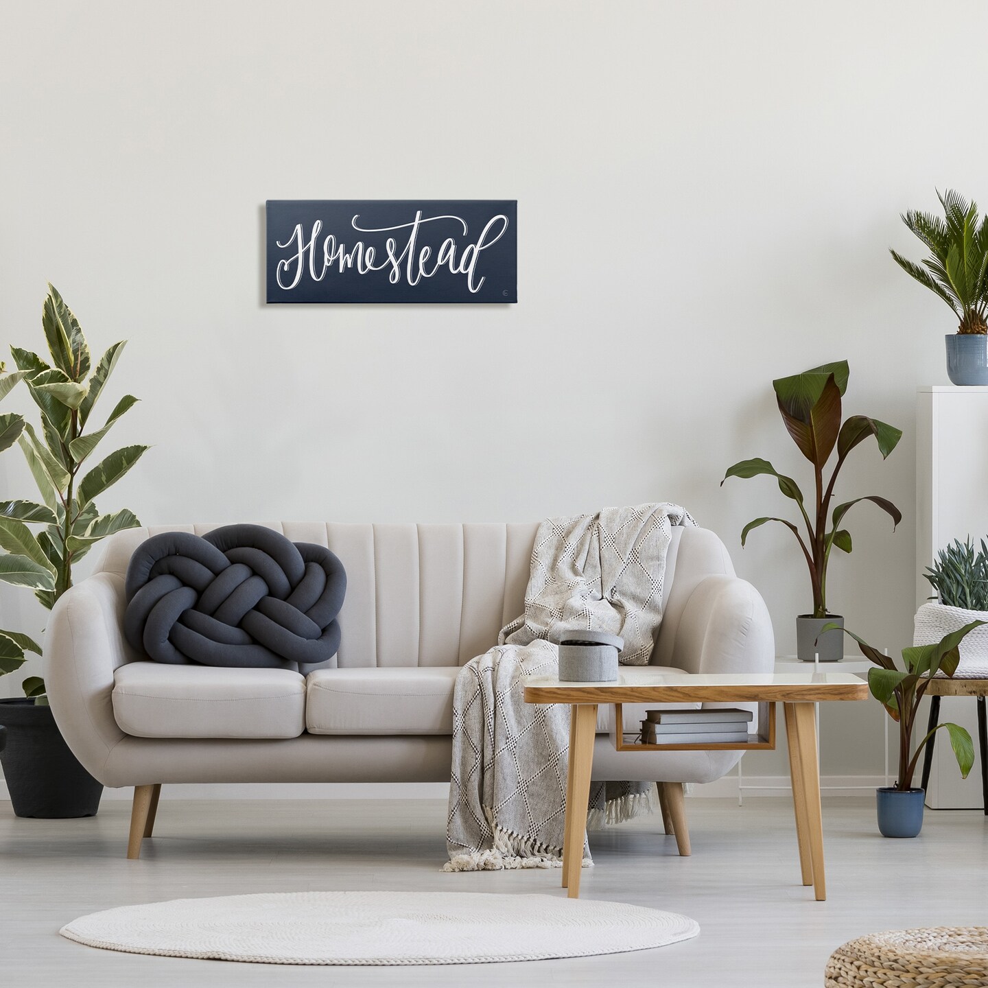 Stupell Industries Navy Blue Homestead Phrase Canvas Wall Art