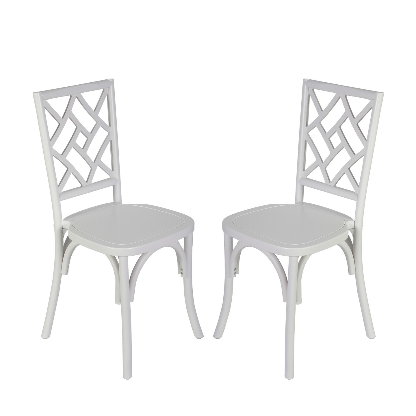 Merrick Lane Mara Set of 2 Solid Wood Dining Chairs with Stackable Design, Ornate Seat Back Accenting, and Elegant Finish