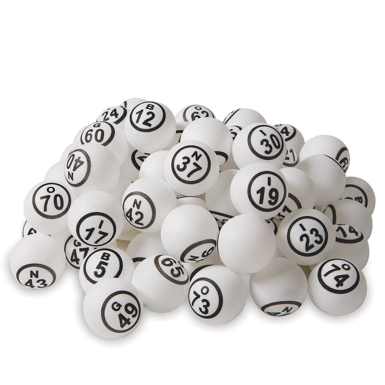 Ping Pong Style Replacement Bingo Balls, White (Set of 75)