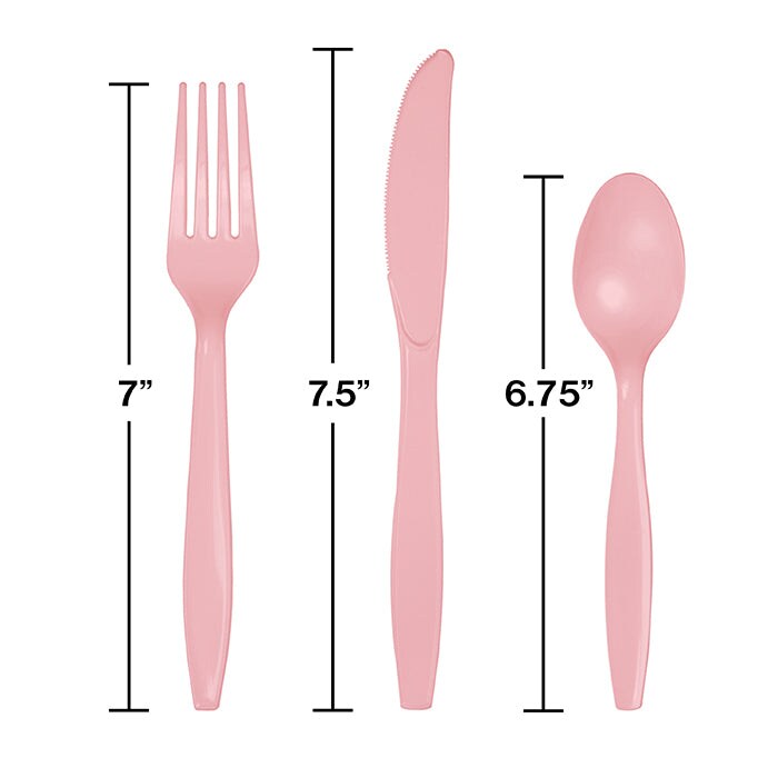 Classic Pink Assorted Plastic Cutlery (24/Pkg)
