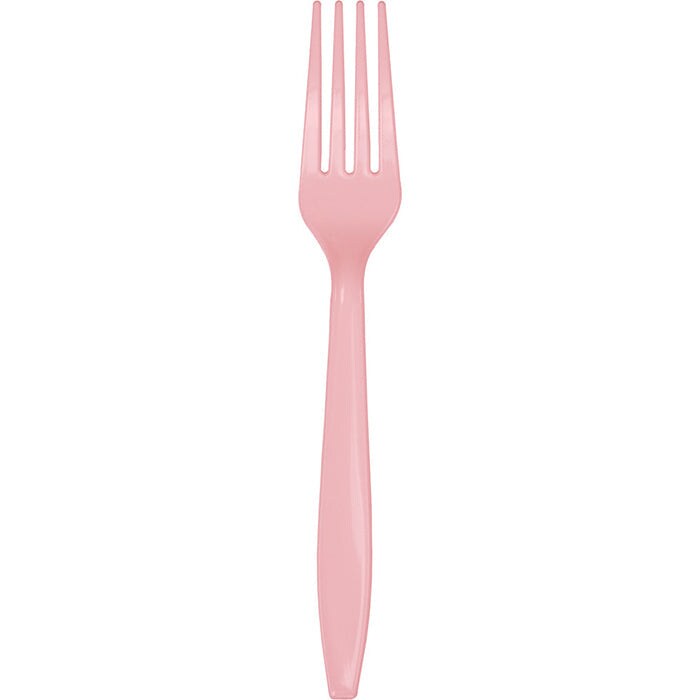 Bulk Pack of 48 Classic Pink Plastic Forks