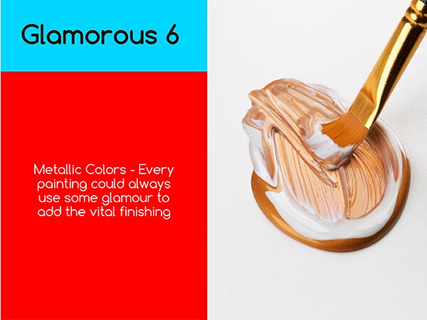 MEEDEN Fluid Metallic Acrylic Paint Set, 6 Vibrant Colors (2 oz, 60 ml), Rich Pigments, Non-Toxic High Flow Art Paints for Artists, Adults, Kids, Beginners, Art Supplies for Canvas Painting