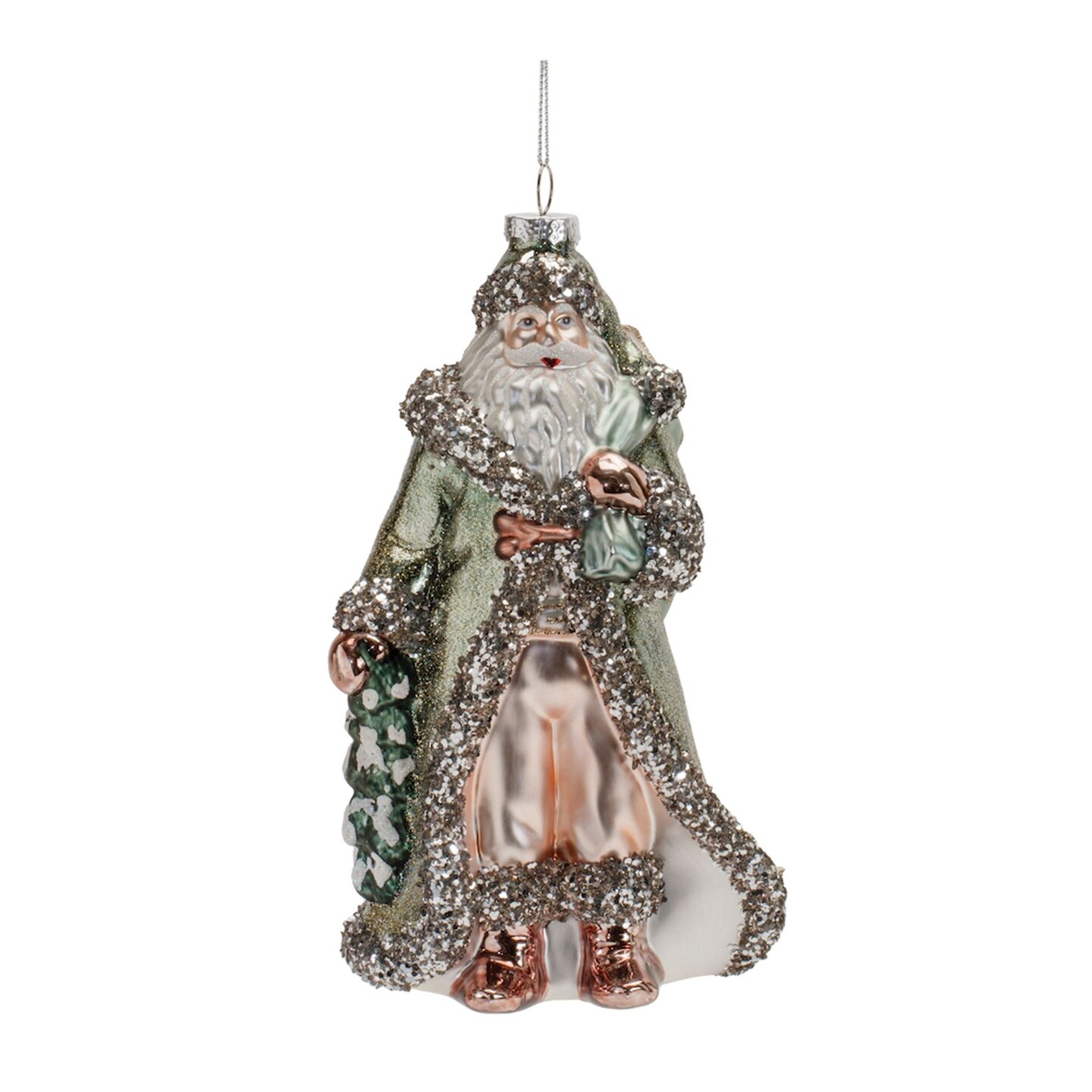 Melrose Glittered Santa Glass Christmas Figurine Ornaments - 8&#x22; - 6ct