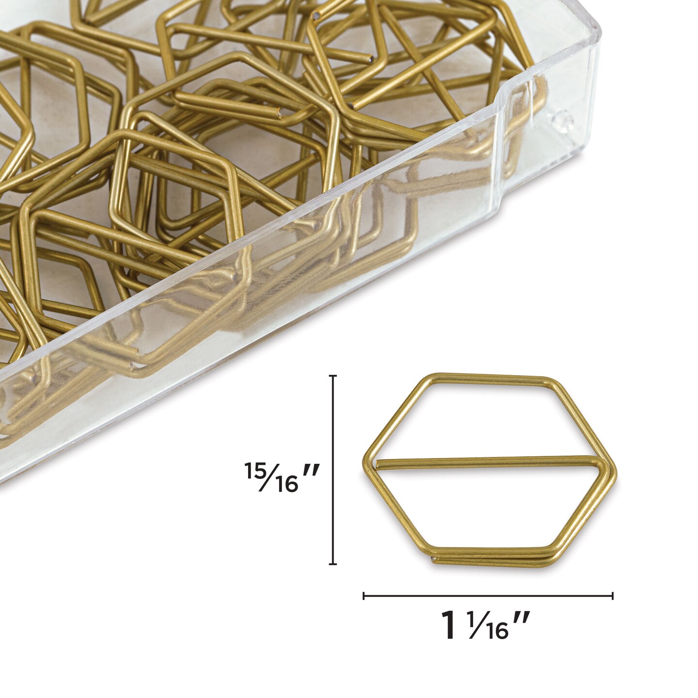 artPOP! Gold Paper Clips, Set of 15 Hexagon Shape, 1 inch size for Home Office, School Supplies, Loose Paper, Photos, Bookmark, Stationery Accessories