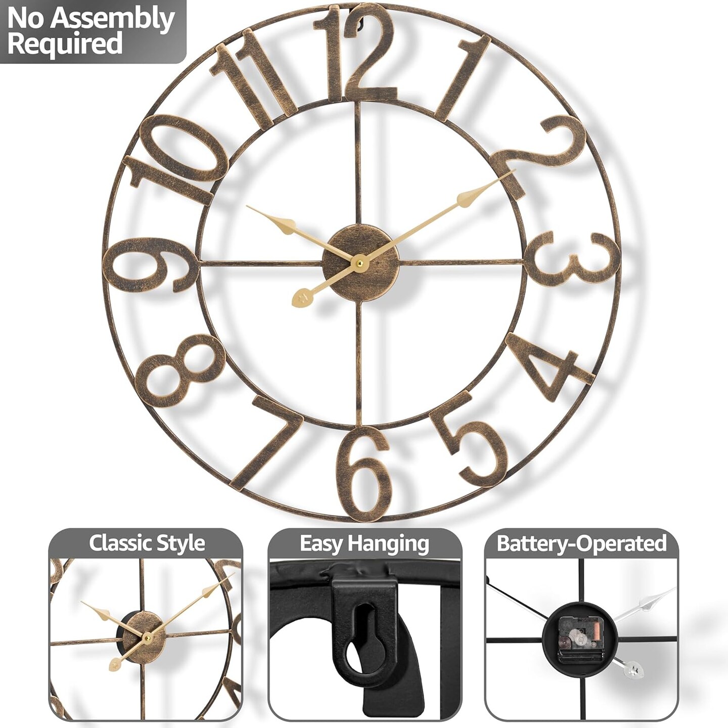 Sorbus Large Wall Clock - 32 inch (81 CM) Battery Operated Analog Wall Clock Decorative for Living Room and Kitchen