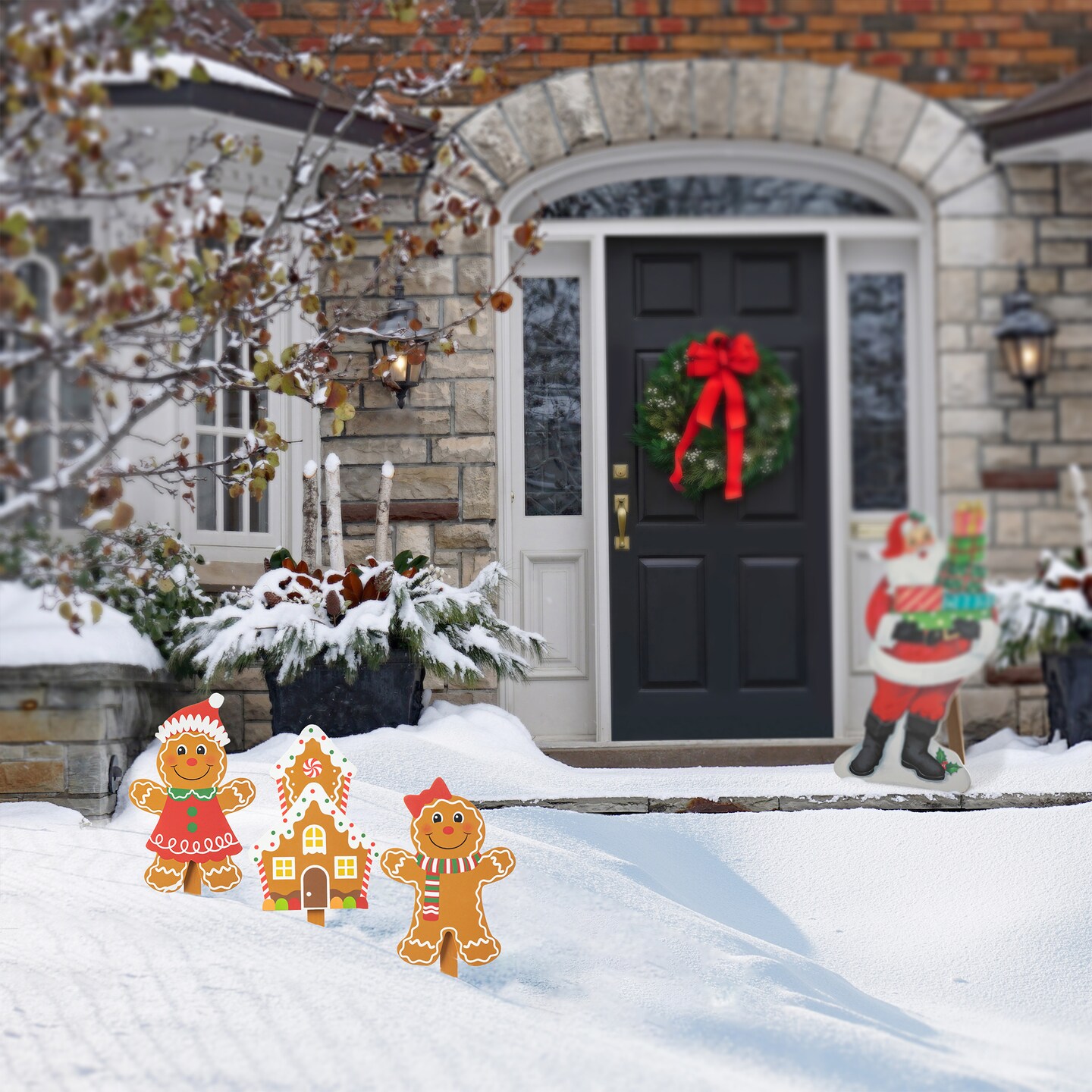 Set of 3 Wooden Gingerbread Man Yard Stake