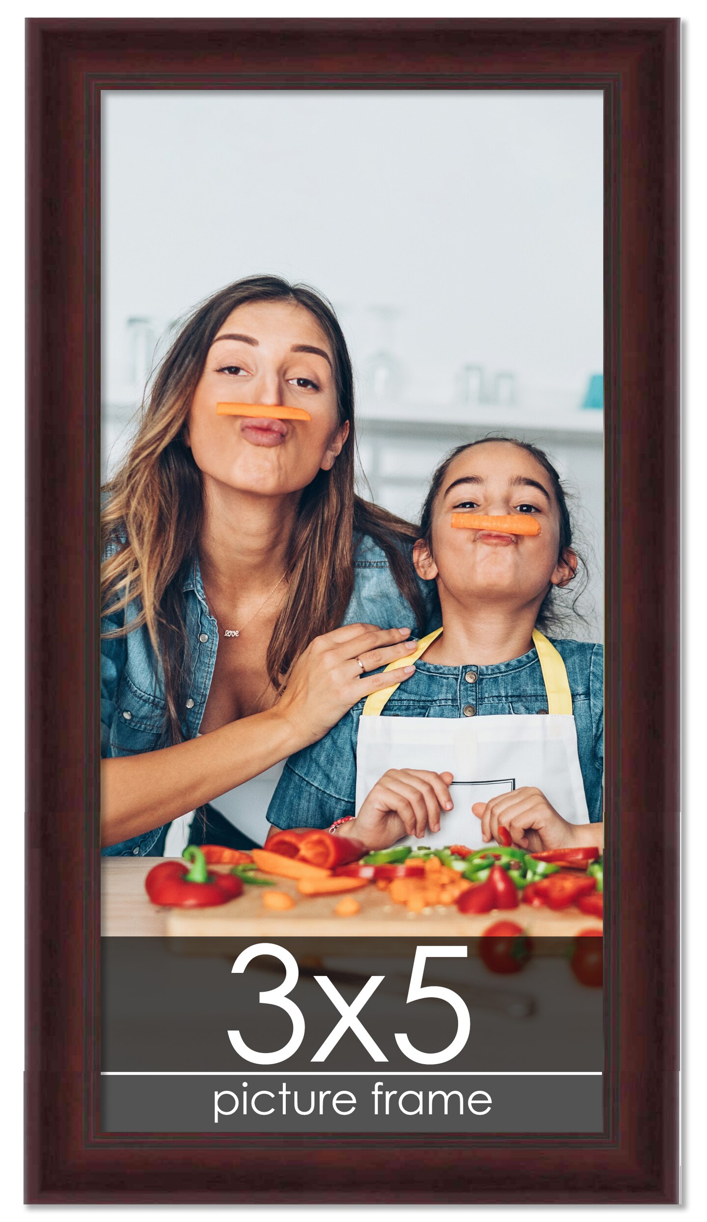 Photo Size Linear Brown Picture Frame - UV Acrylic, Foam Board Backing, Hanging Hardware