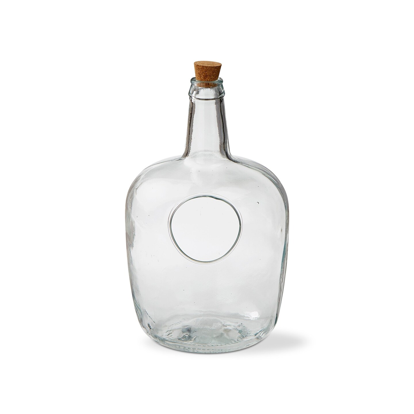 Clear Decorative Medium Size Demijohn Terrarium Glass Vase with Cork Top, 8.7 Diameter x 14.6 H inch.