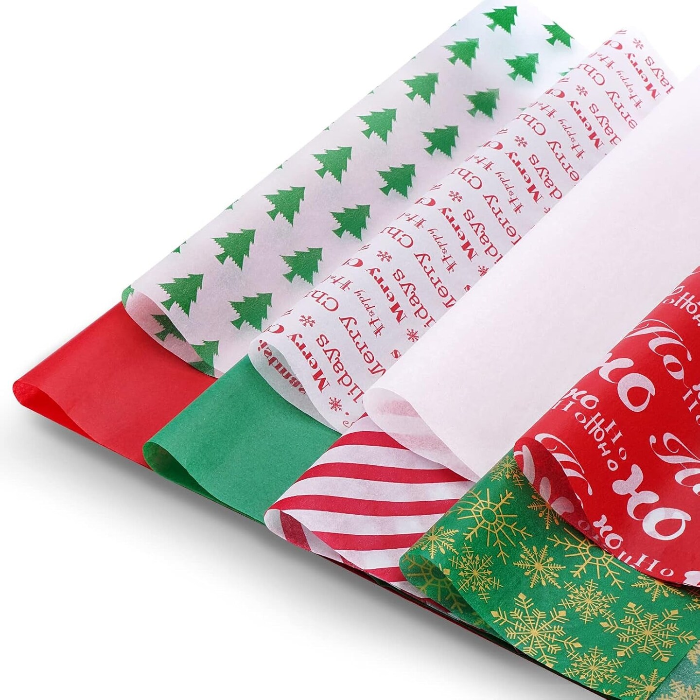 Tissue Paper for Gift Bags 160 Sheets 19.7 &#x27;&#x27;X 19.7 &#x27;&#x27; Christmas Tissue Paper for Gift Wrapping, 8 Different Designs Christmas Wrapping Paper Bulk for DIY Crafts Holiday Decor(160)