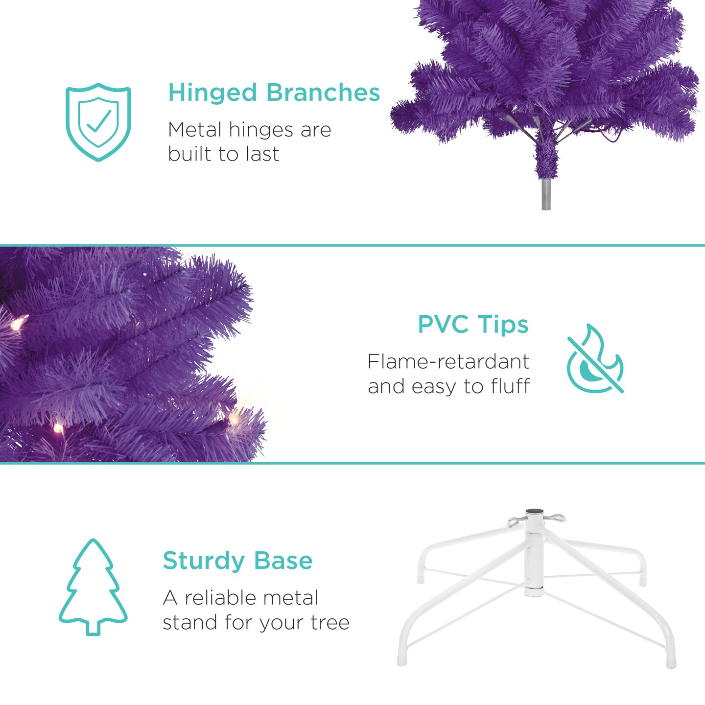 Best Choice Products Pre-Lit Purple Christmas Tree, Artificial Full Holiday Decoration w/ Incandescent Lights