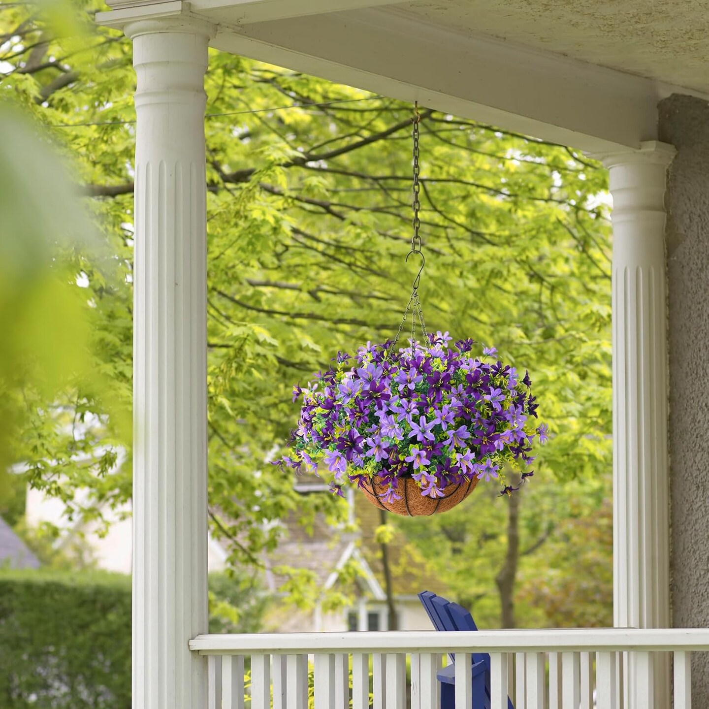 Artificial Hanging Flowers for Outdoors, 5 Bundles UV Resistant Artificial Hanging Baskets,All Weather Fake Flowers for Patio, Porch, Yard, Window Box,Home for Spring Summer Decoration