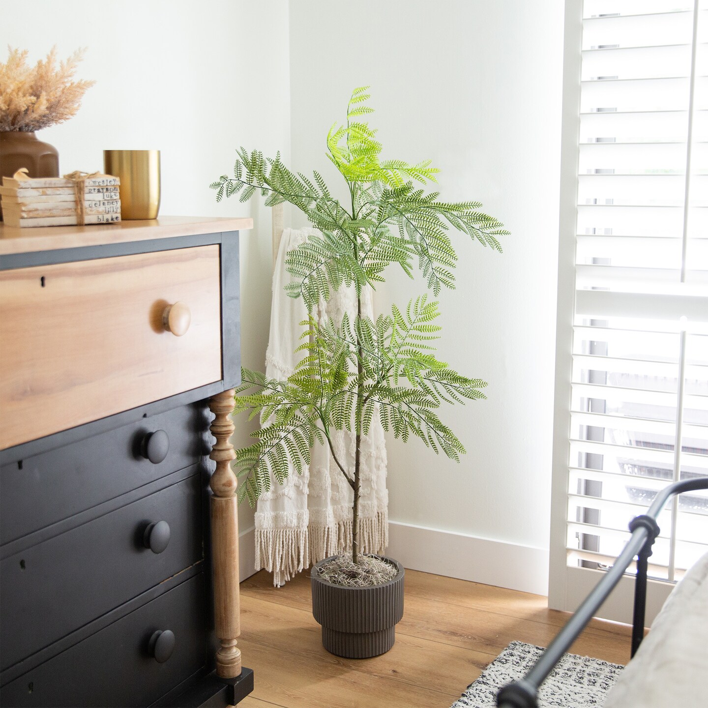 Nearly Natural Jacaranda Artificial Tree with Planter - 5' - Green