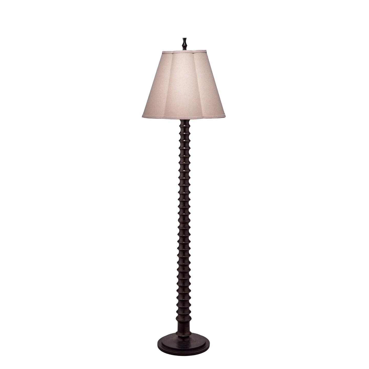 Jamie Young Company Wooden Floor Lamp with Scalloped Shade - 63.5"