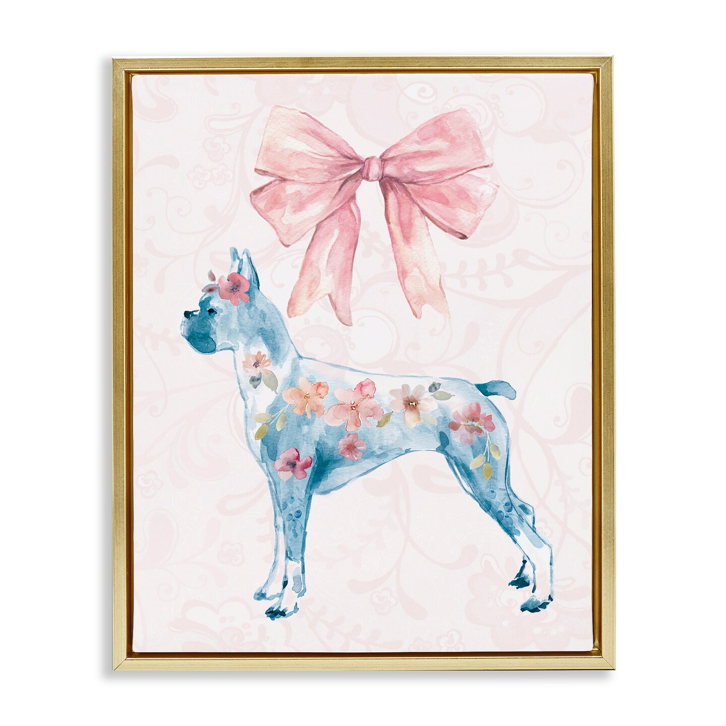 Stupell Industries Trendy Floral Dog Floating Frame Design by Carol Robinson