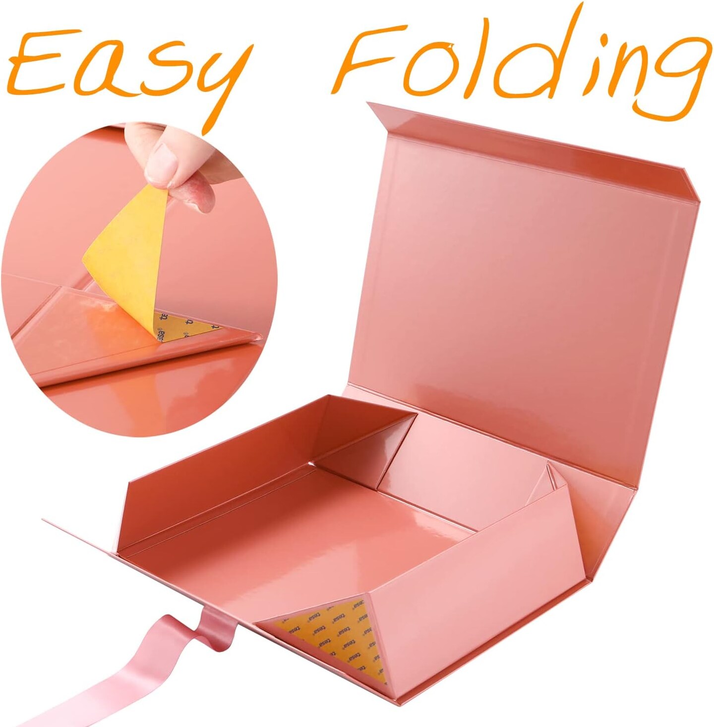 6 Large Gift Boxes with Lids for Presents 13x9.7x3.4 Inches, Mother's Day Rose Gold Magnetic Gift Boxes with Ribbon, Bridesmaid Proposal Boxes, Luxury Gift Boxes (Glossy Rose Gold)