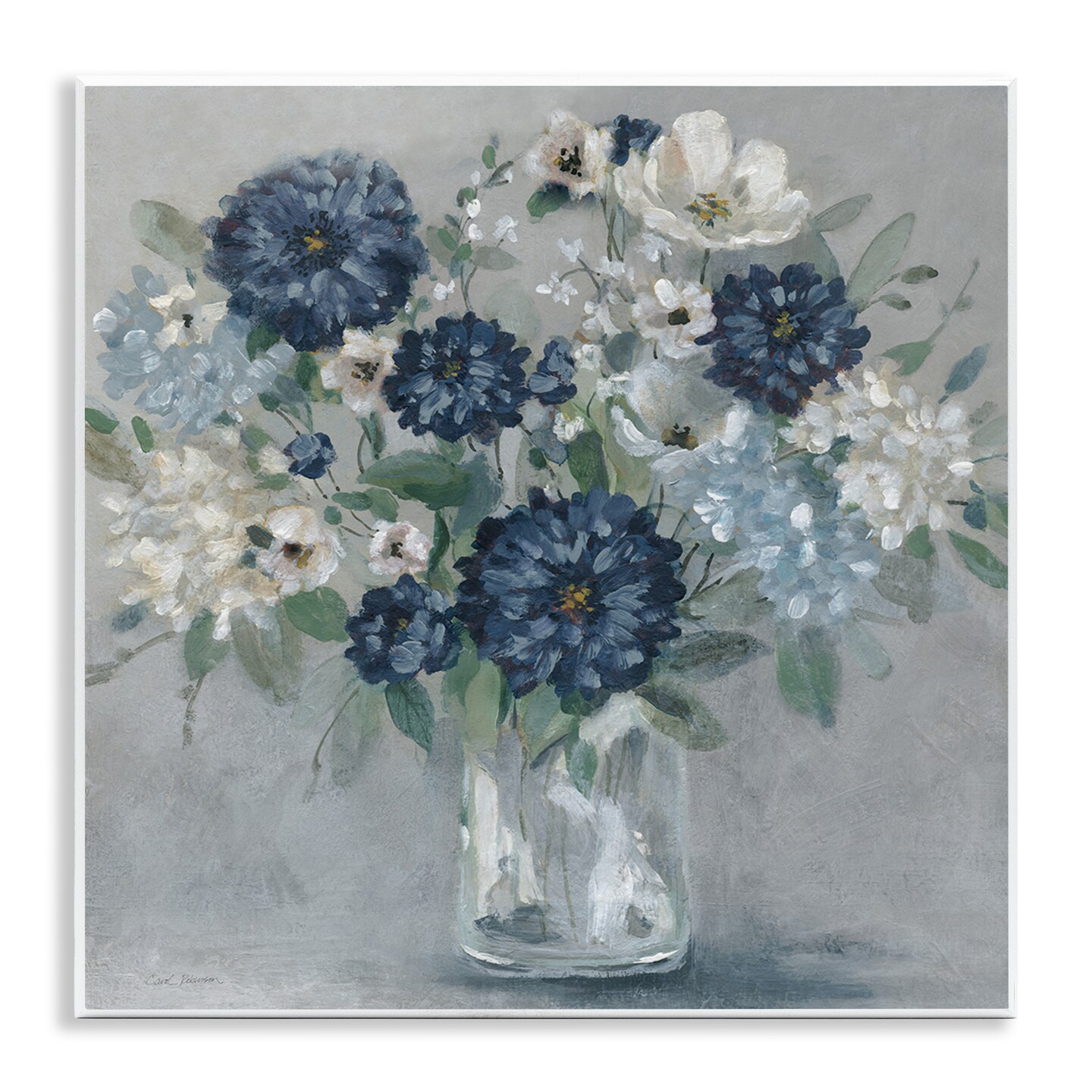 Stupell Industries Blue Mums Mixed Bouquet Wall Plaque Design by Carol Robinson