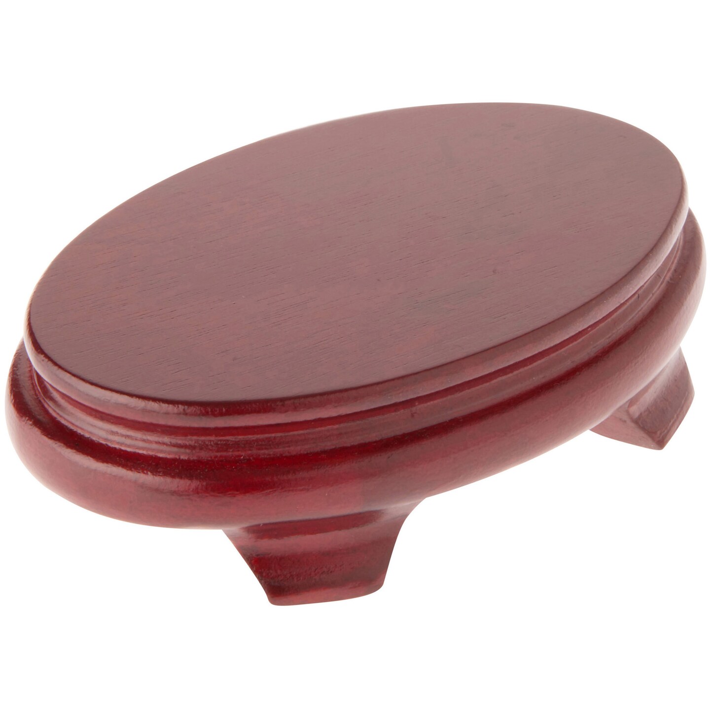 Plymor Red Oval Wood Veneer Footed Display Base, 4.375" W x 2.875" D x 1.25" H (4" x 2.5" Display Area)