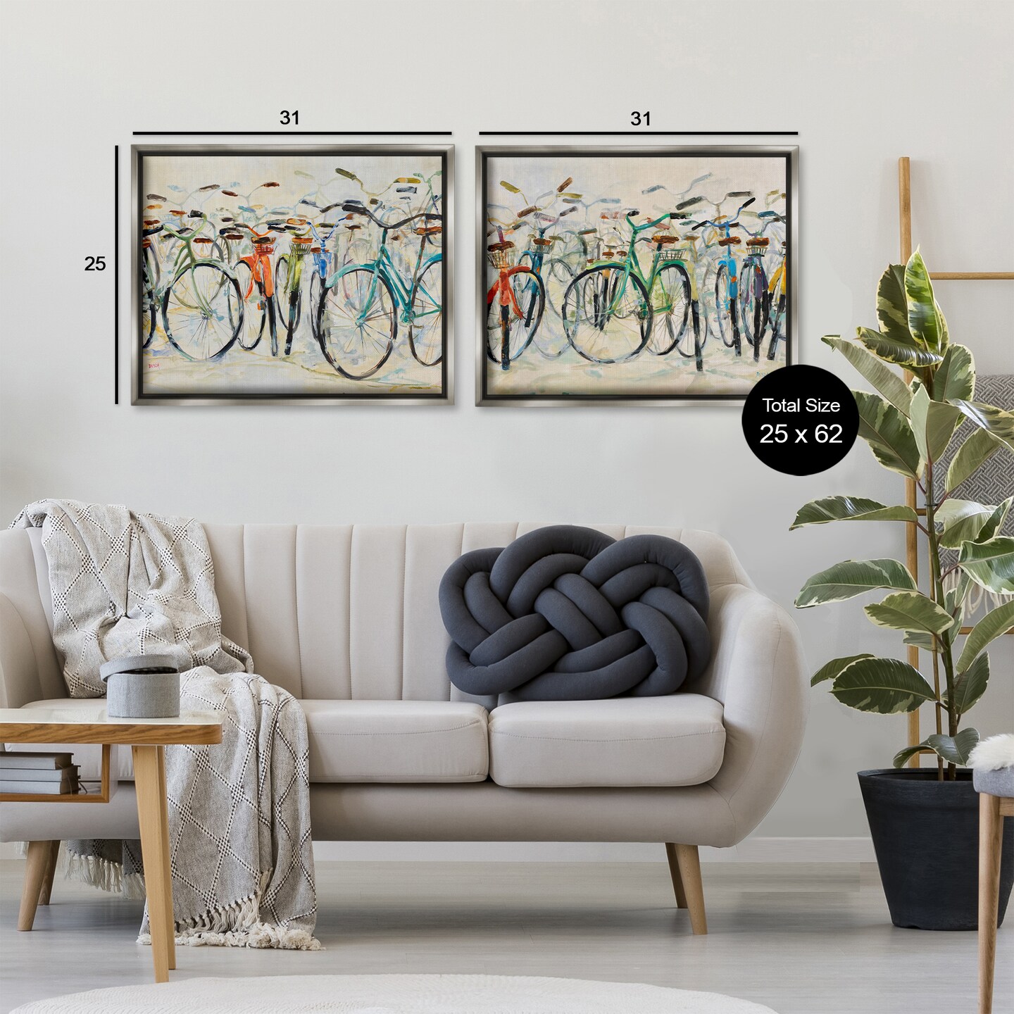 Stupell Industries Dynamic Bicycles on Beige 2pc Floating Frame Set Design by Dusza