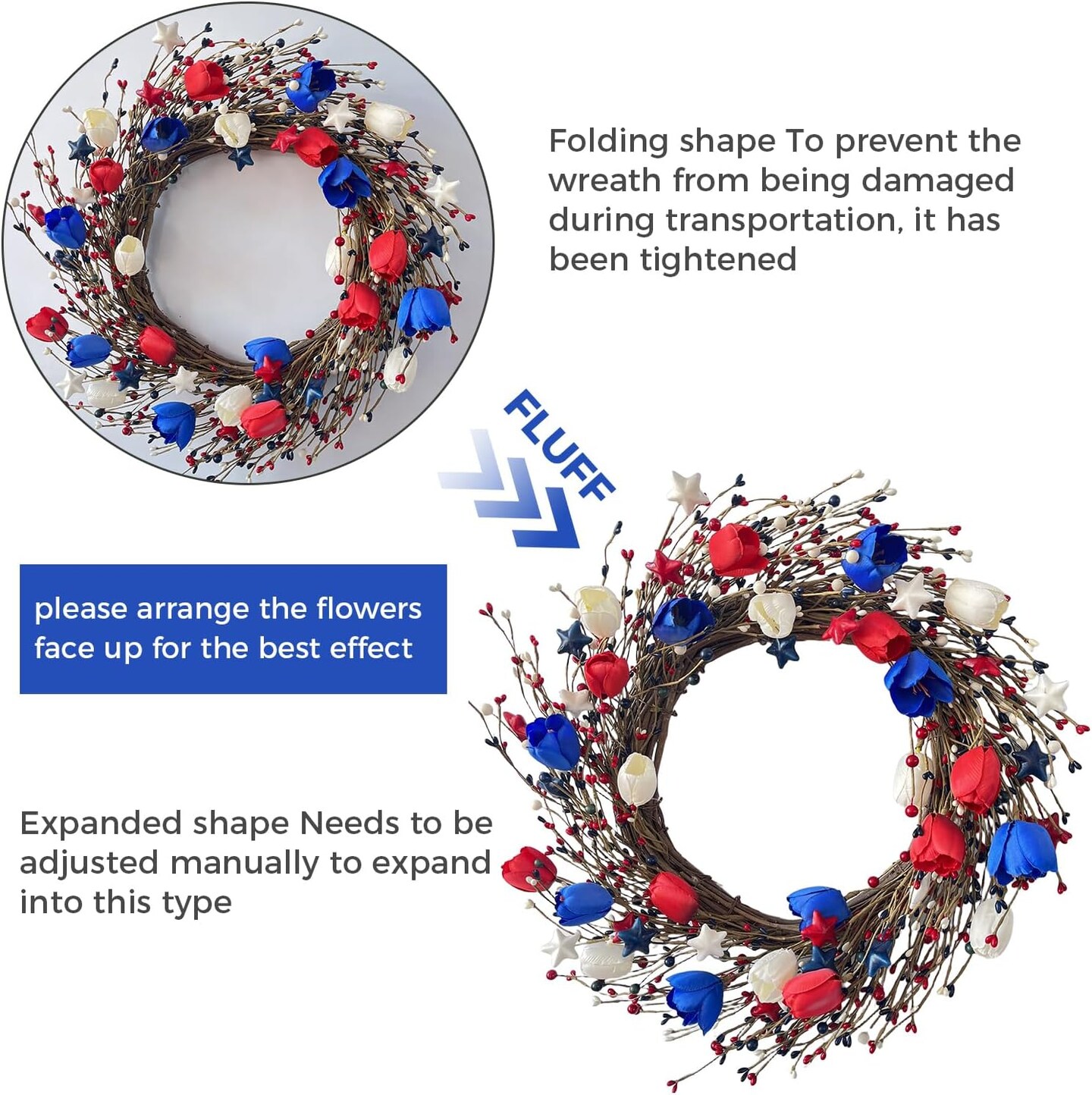 20 Inch Patriotic Wreaths for Front Door