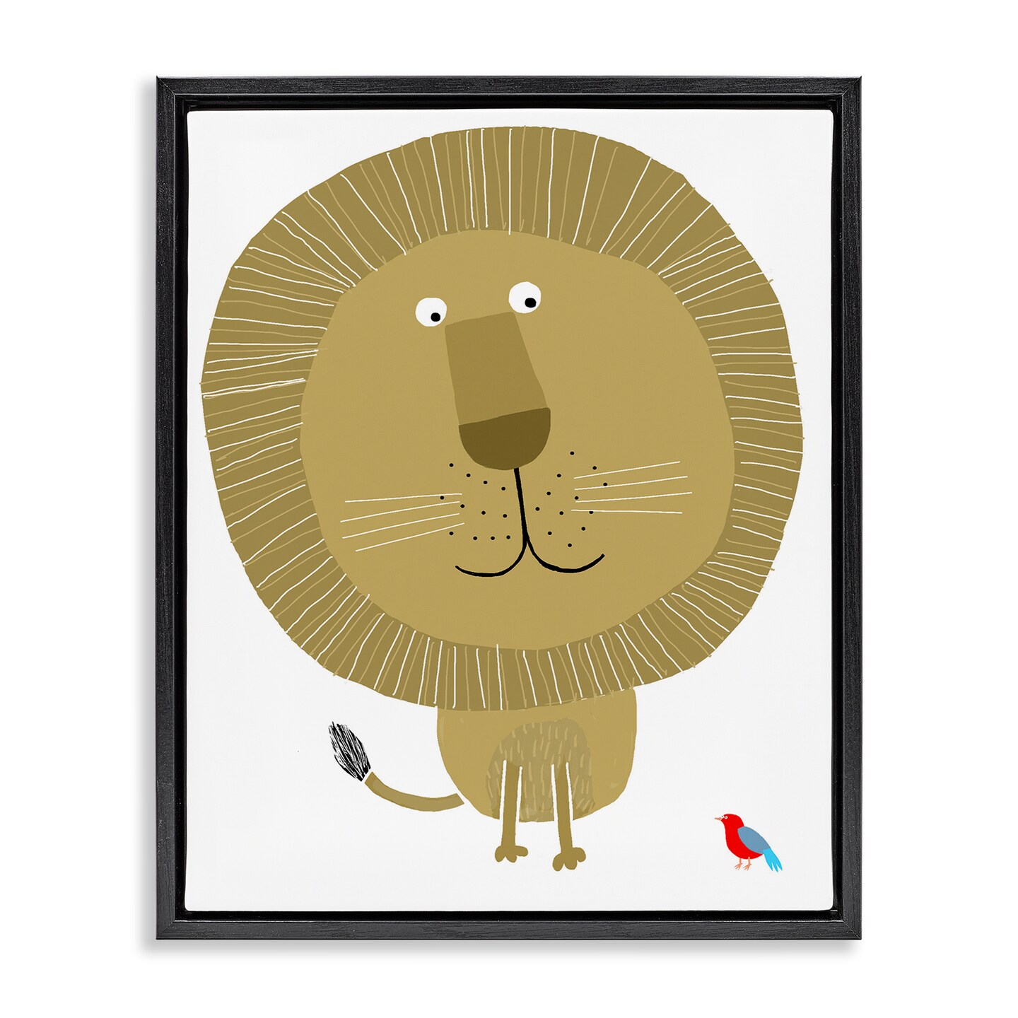 Stupell Industries Friendly Lion & Bird Floating Frame Design by Carla Daly