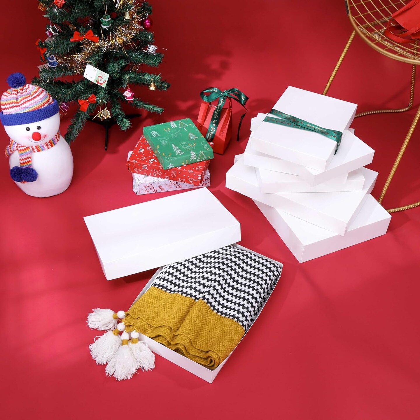 6 Pack 14&#x22; Large White Gift Boxes With Lids For Clothes Presents