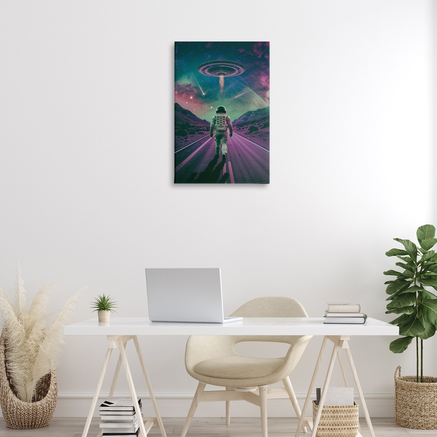 Stupell Industries Alien Spaceship over Astronaut Canvas Design by Wumples