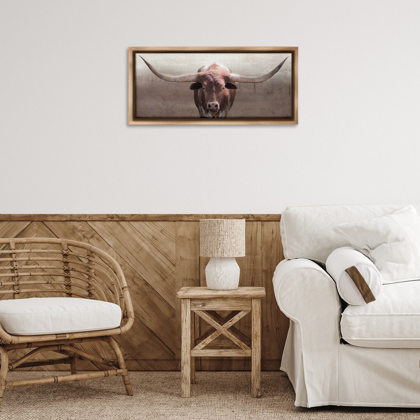 Stupell Industries Rustic Western Longhorn Floating Frame Design by Carol Robinson