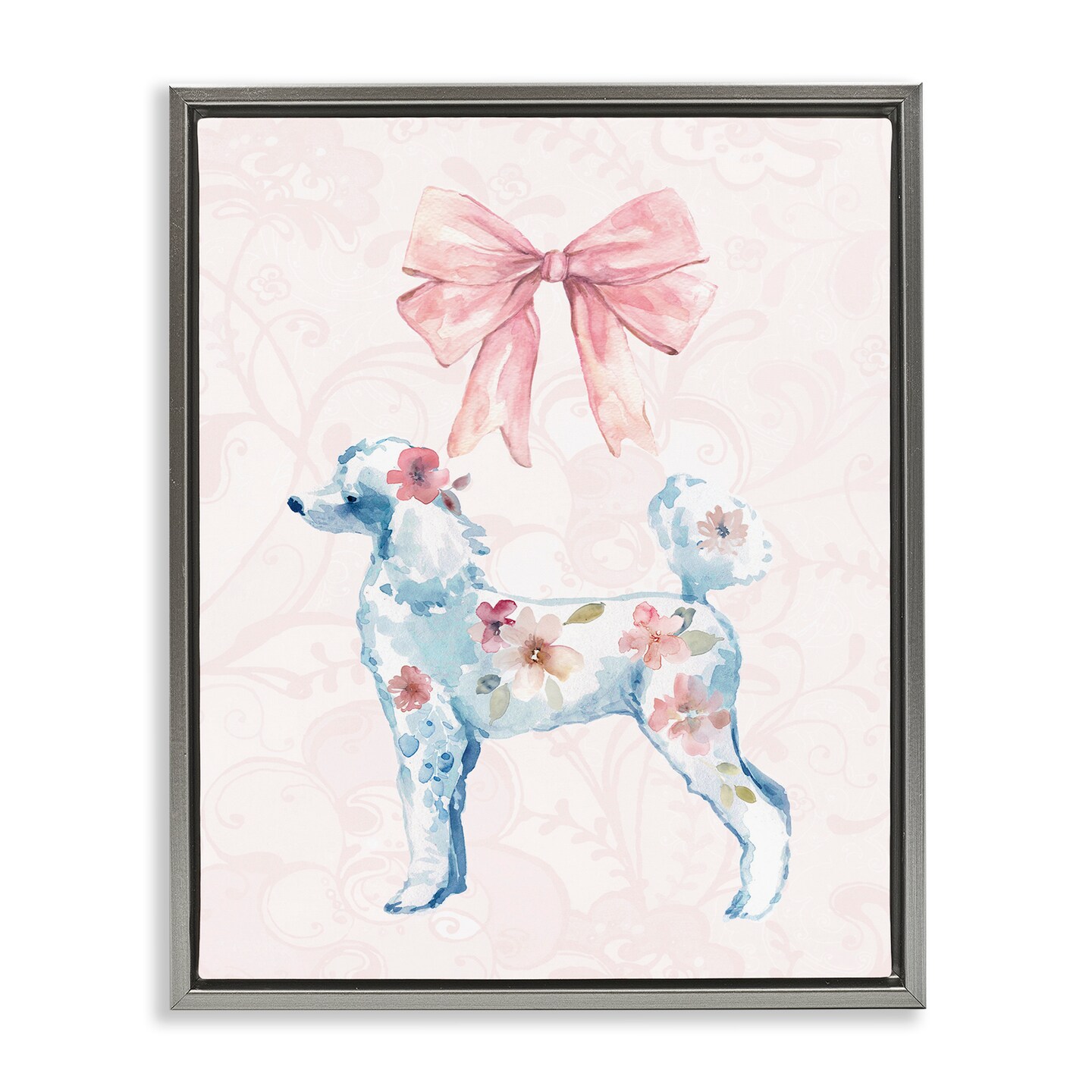 Stupell Industries Pastel Floral Dog Floating Frame Design by Carol Robinson