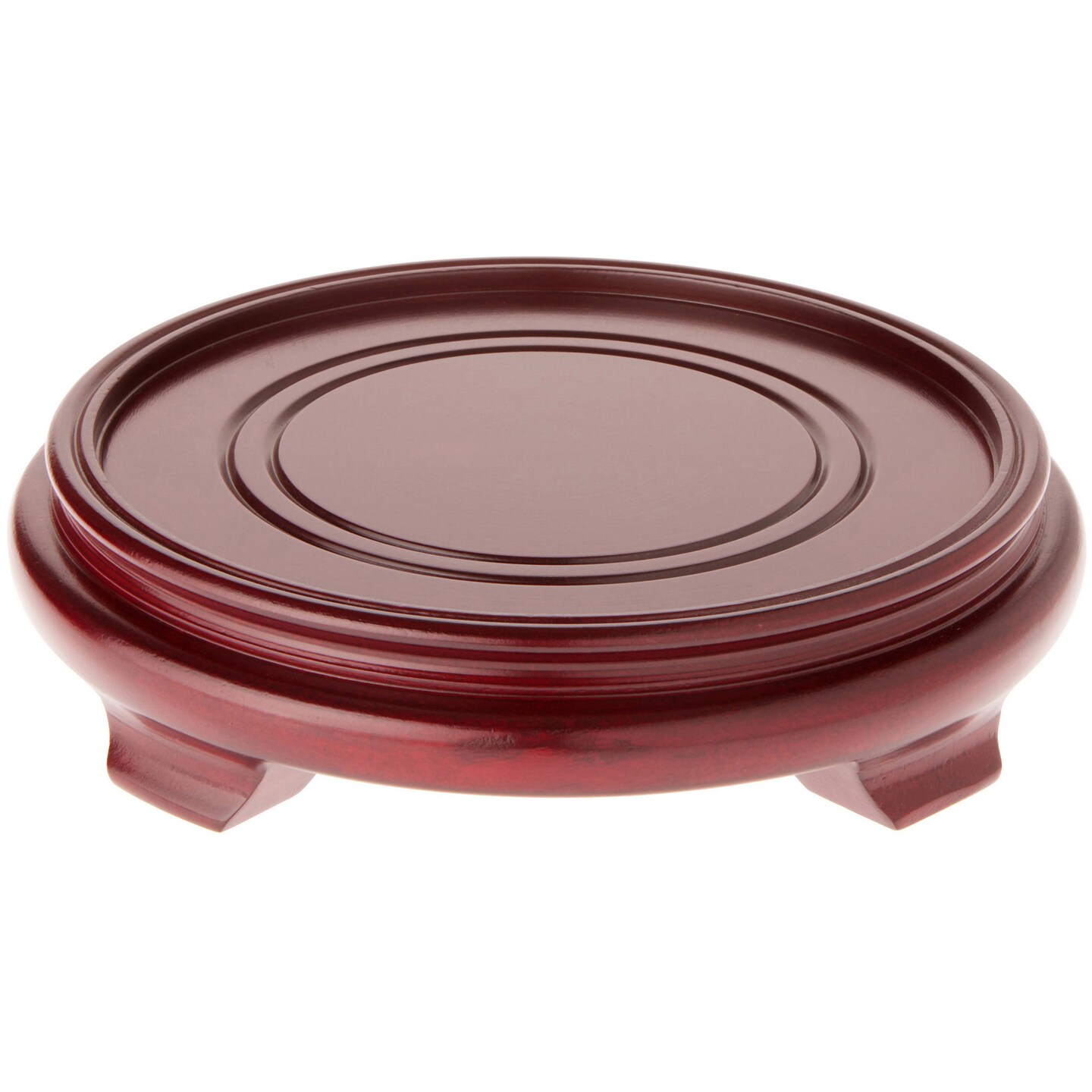 Plymor Red Round Wood Veneer Footed Display Base, 10.75" W x 10.75" D x 2.25" H (9" Display Diameter)