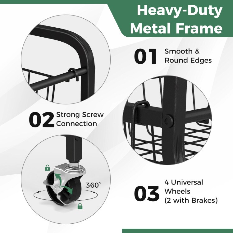 Rolling Sports Equipment Organizer &#x2013; Multi-Storage Rack with Bins