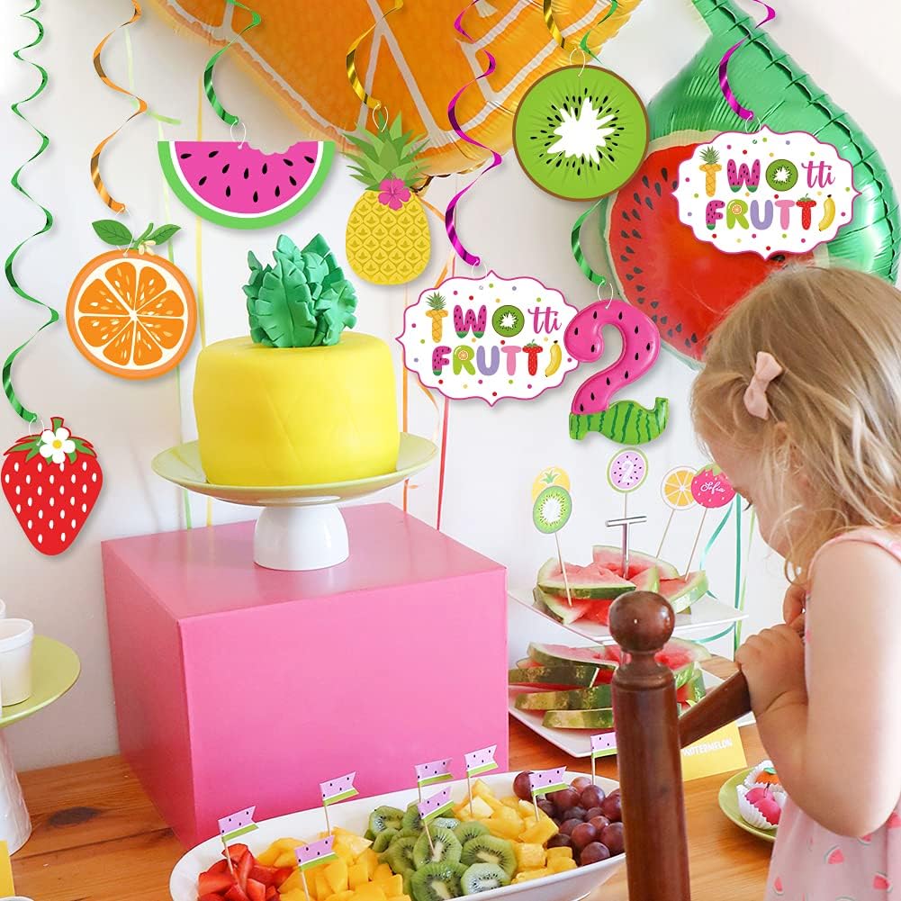 Twotti Frutti Birthday Decorations, Tutti Frutti Hanging Swirl Decorations, Pineapple Watermelon Strawberry Orange Summer Fruit