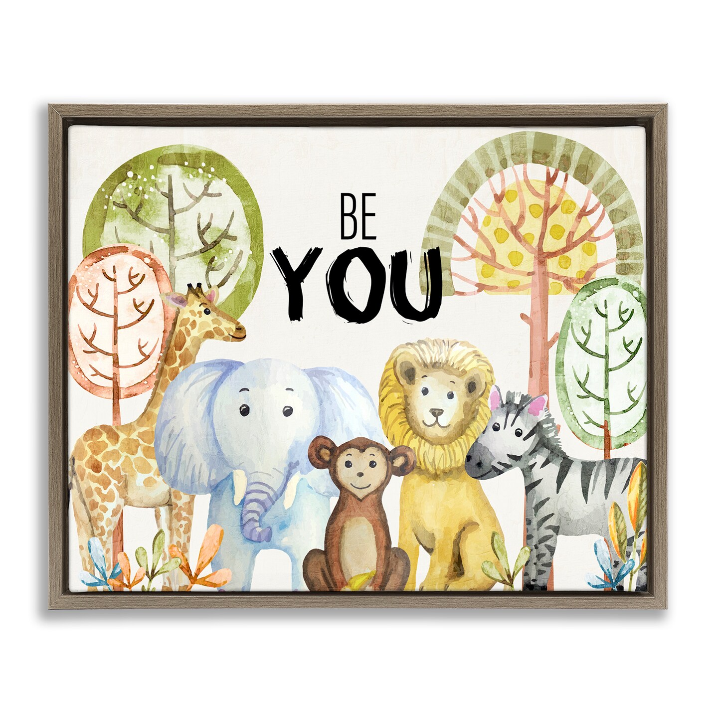 Stupell Industries Be You Jungle Animals Floating Frame Design by Kim ...