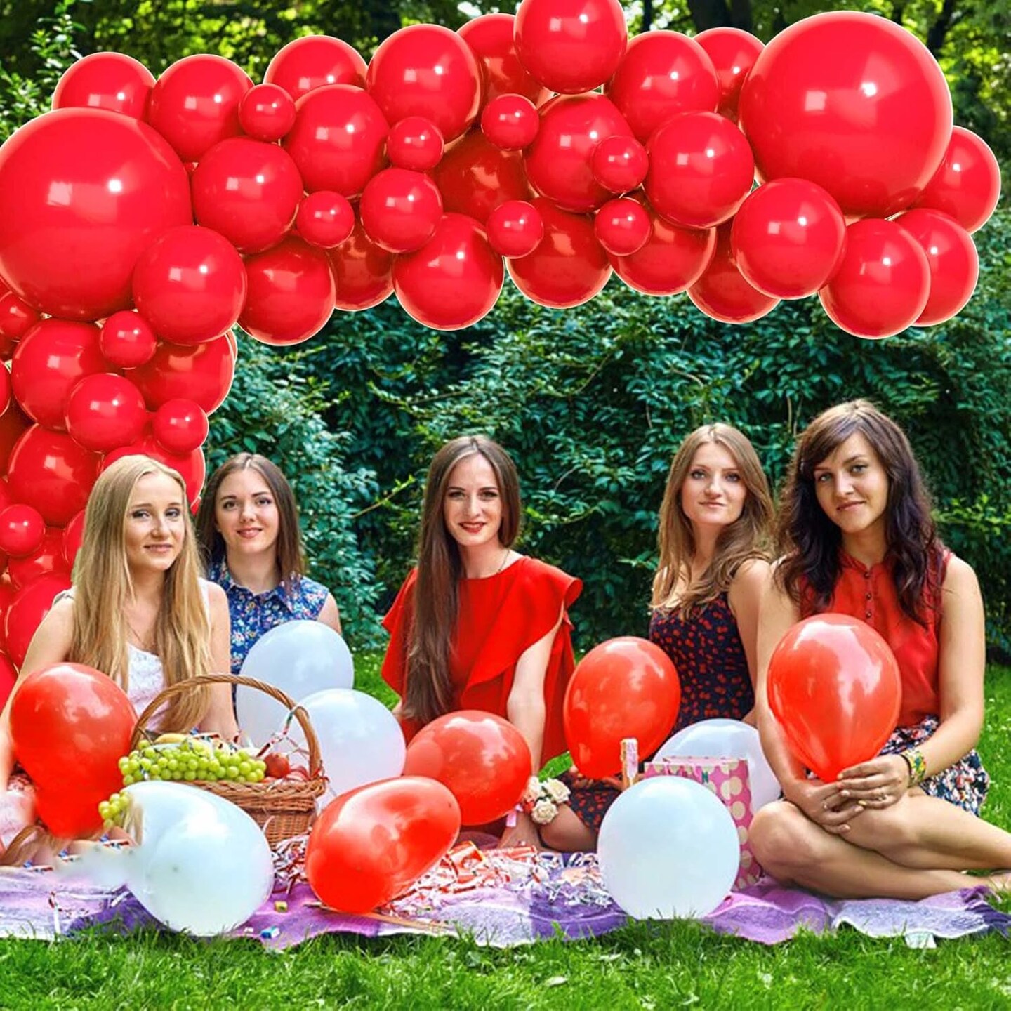 Red Balloon Arch Kit, Thickened 100Pcs Red Balloons Different Sizes 18/12/5 Inch for Birthday Party Graduation Bachelorette