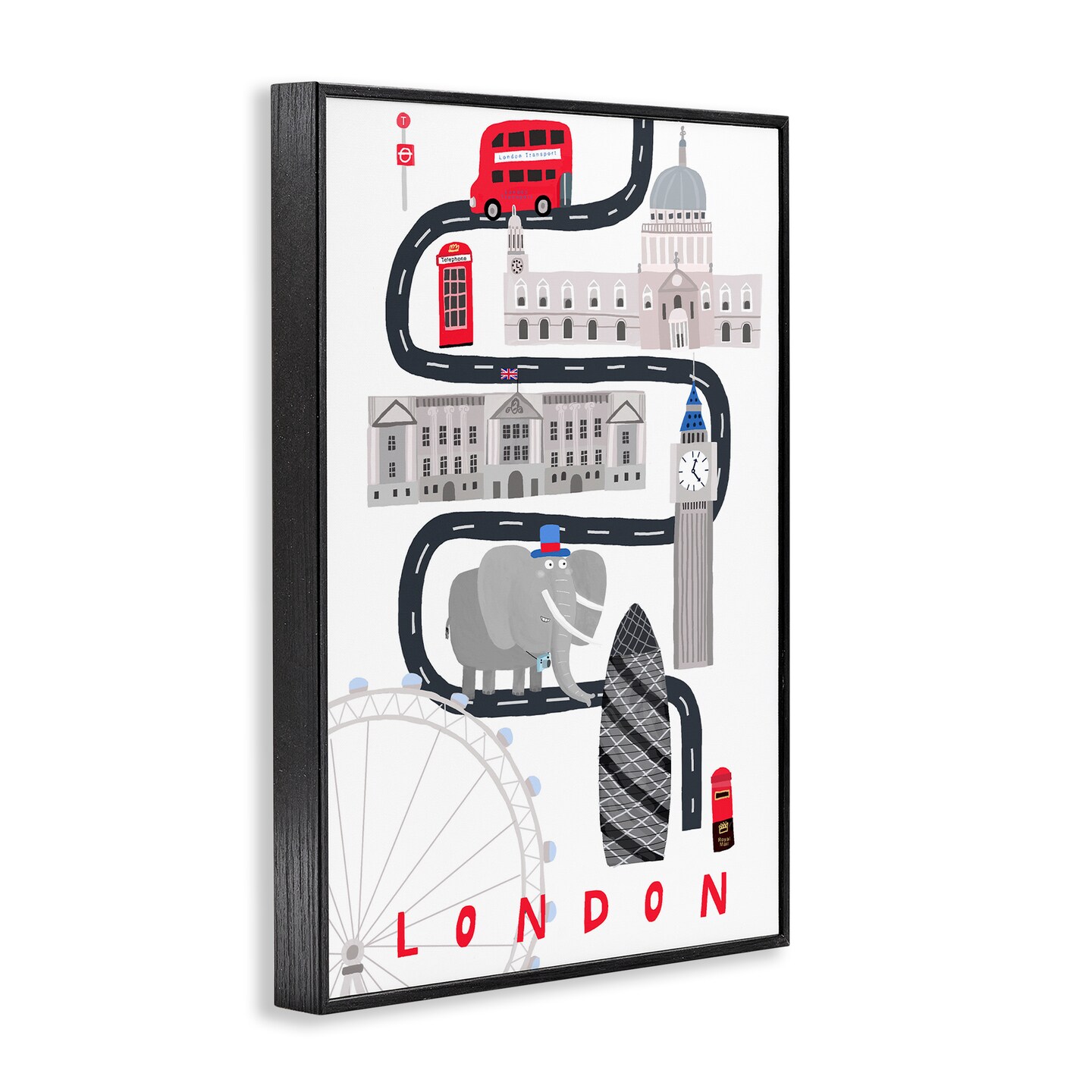 Stupell Industries London Whimsical Travel City Framed Giclee Design by Carla Daly