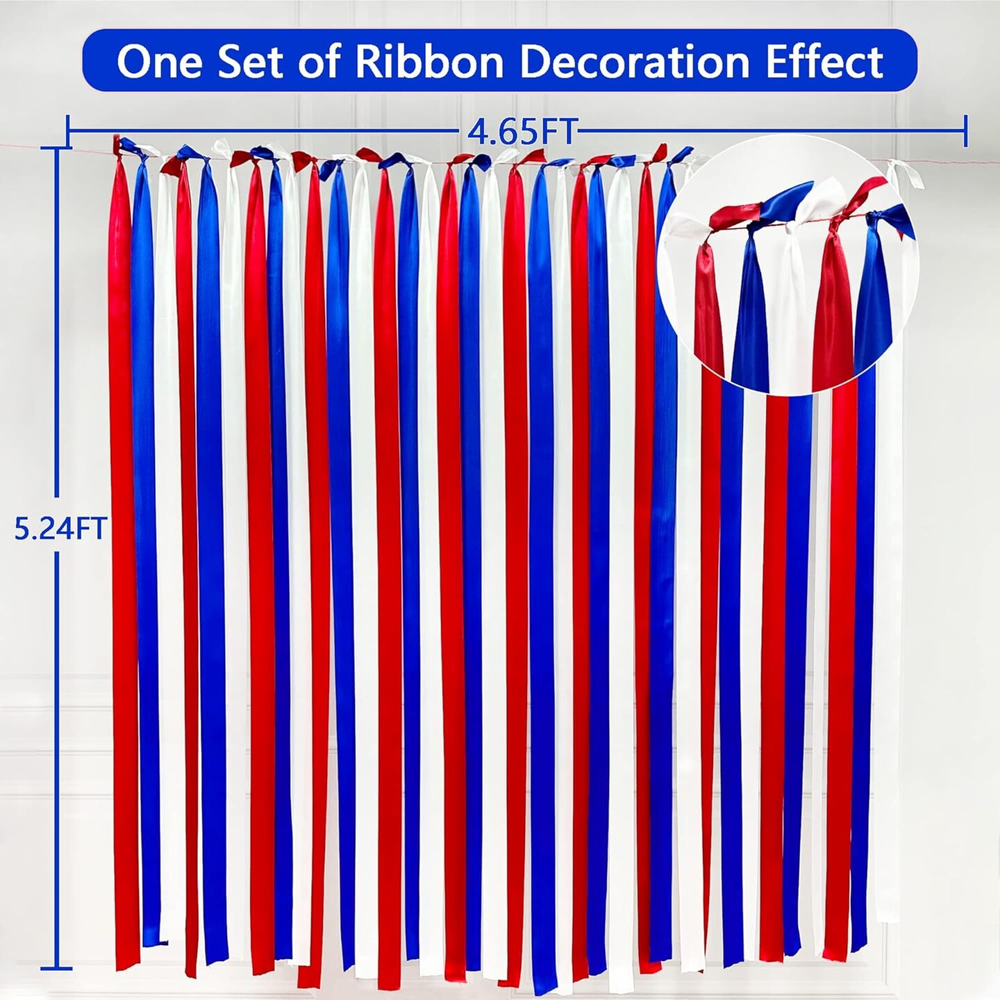 Red Blue and White Party Decorations Ribbon Fringe Hanging Curtain Streamer Backdrop Garlands for 4th of July American Independence Day USA National Day Patriotic Veterans Birthday Graduation Wedding