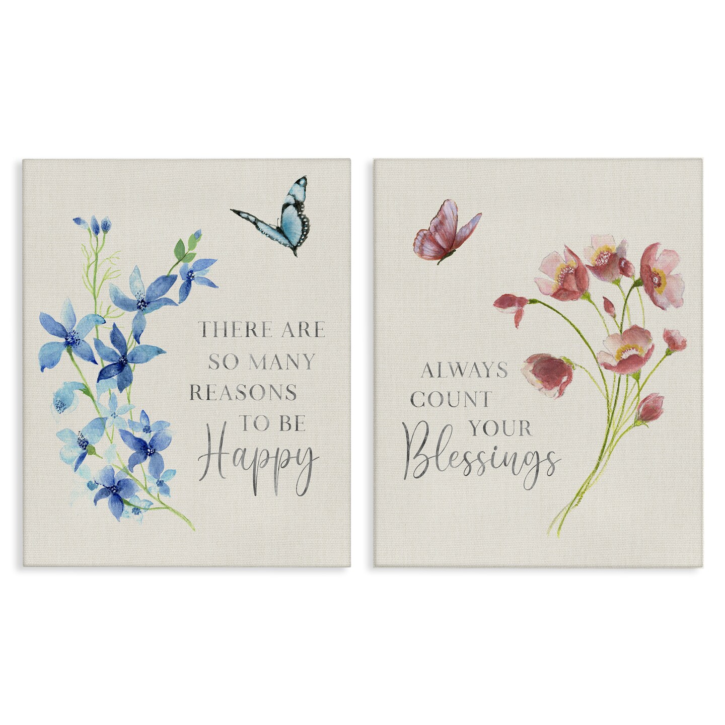Stupell Industries Inspiring Words with Florals 2pc Canvas Set Design ...