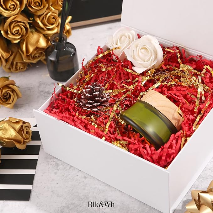 6 Gift Boxes 7.5x7.5x3 Inches, Gift Boxes with Lids, White Gift Boxes, Bridesmaid Proposal Boxes, Collapsible Gift Boxes with Magnetic Lids (Matte White)