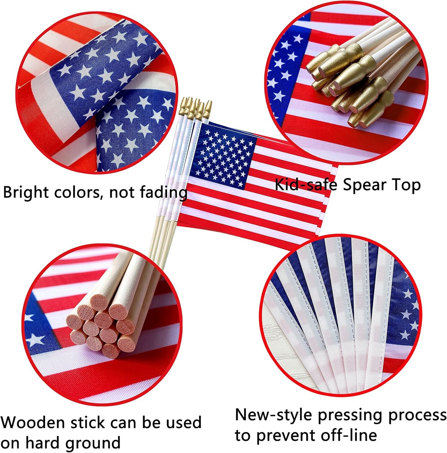 12 Pack US American Stick Flags Small Mini USA Hand Held Flags 5x8 Inch