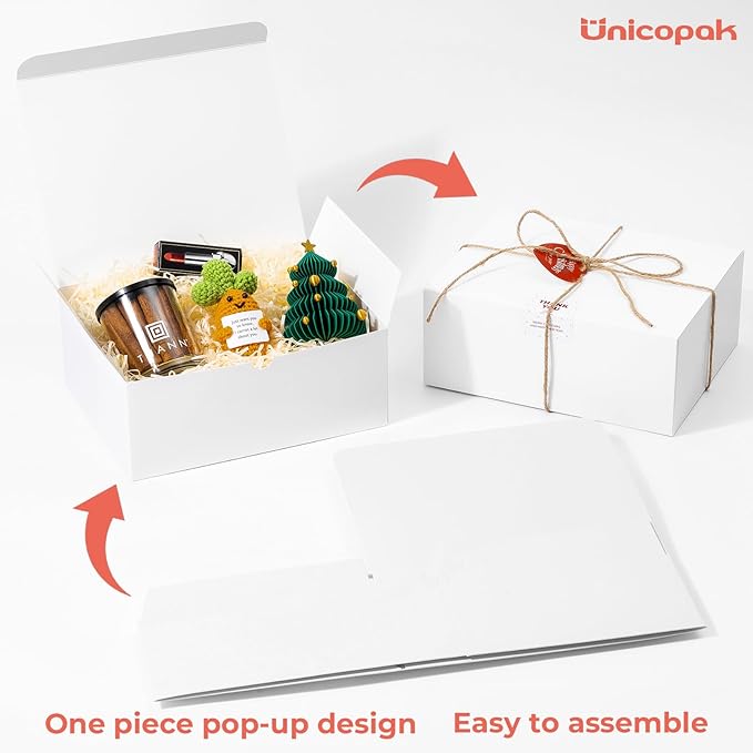 10x8x4 Gift Boxes 14 Pack White Gift Boxes with Lids for Presents Large Cardboard Paper Gift Boxes Bulk for Birthday Wedding Bridesmaid Proposal Valentines Christmas